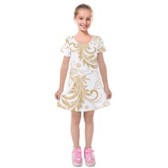 Flowers Shading Pattern Kids  Short Sleeve Velvet Dress