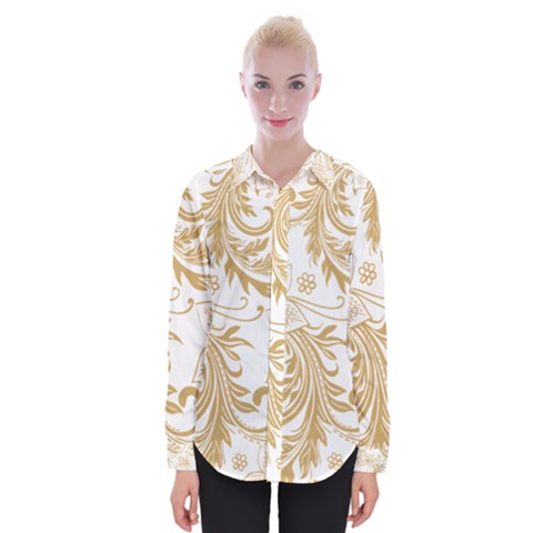 Flowers Shading Pattern Womens Long Sleeve Shirt by fashionpod