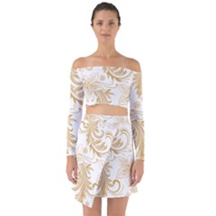 Flowers Shading Pattern Off Shoulder Top With Skirt Set