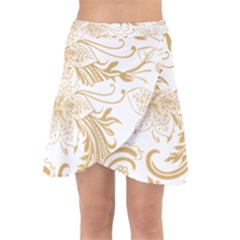 Flowers Shading Pattern Wrap Front Skirt