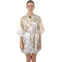 Flowers Shading Pattern Half Sleeve Satin Kimono  View1