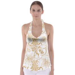 Flowers Shading Pattern Babydoll Tankini Top by fashionpod