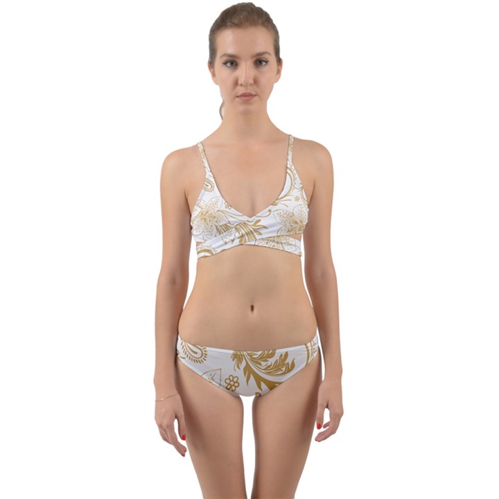 Flowers Shading Pattern Wrap Around Bikini Set