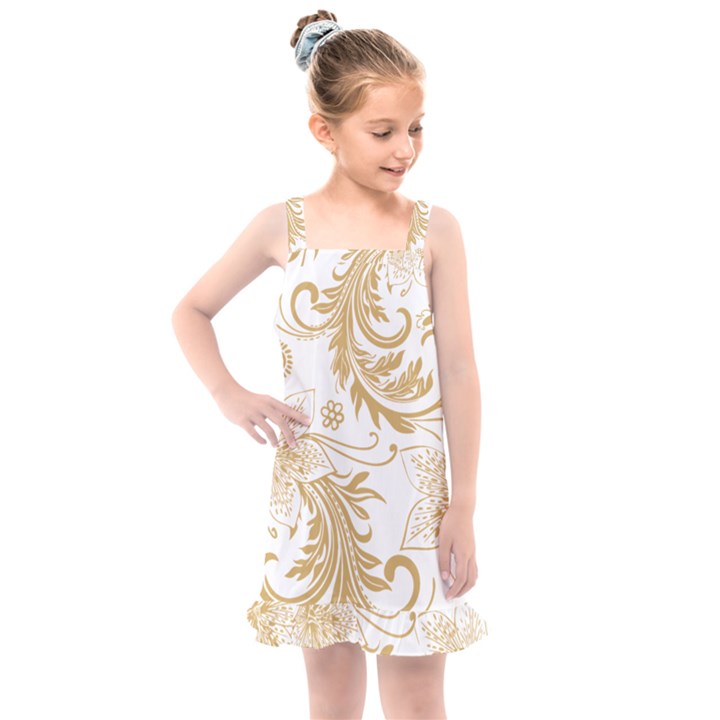 Flowers Shading Pattern Kids  Overall Dress