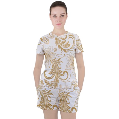 Flowers Shading Pattern Women s Tee And Shorts Set by fashionpod