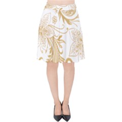 Flowers Shading Pattern Velvet High Waist Skirt by fashionpod