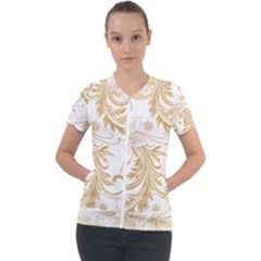 Flowers Shading Pattern Short Sleeve Zip Up Jacket by fashionpod