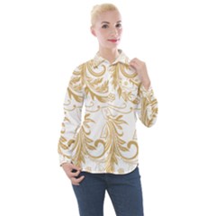 Flowers Shading Pattern Women s Long Sleeve Pocket Shirt