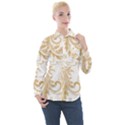 Flowers Shading Pattern Women s Long Sleeve Pocket Shirt View1