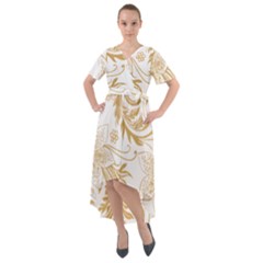 Flowers Shading Pattern Front Wrap High Low Dress by fashionpod