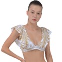 Flowers Shading Pattern Plunge Frill Sleeve Bikini Top View1