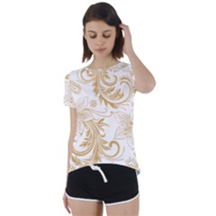 Flowers Shading Pattern Short Sleeve Foldover Tee by fashionpod