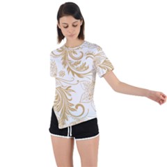 Flowers Shading Pattern Asymmetrical Short Sleeve Sports Tee by fashionpod