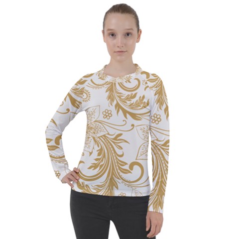 Flowers Shading Pattern Women s Pique Long Sleeve Tee by fashionpod