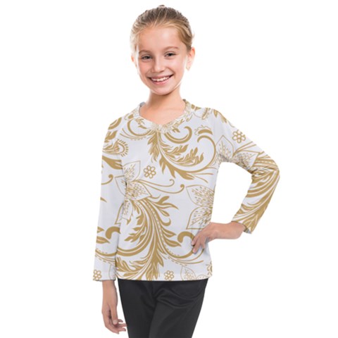 Flowers Shading Pattern Kids  Long Mesh Tee by fashionpod