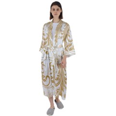 Flowers Shading Pattern Maxi Satin Kimono by fashionpod