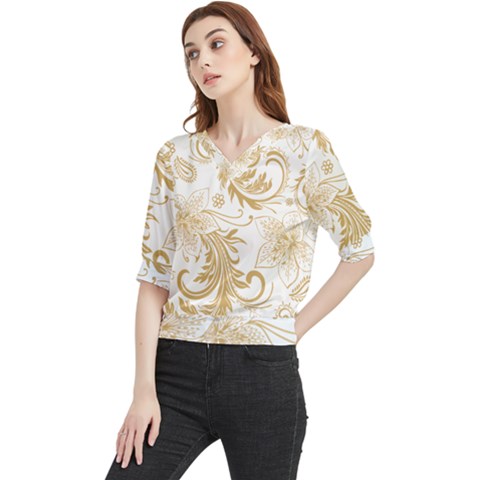 Flowers Shading Pattern Quarter Sleeve Blouse by fashionpod