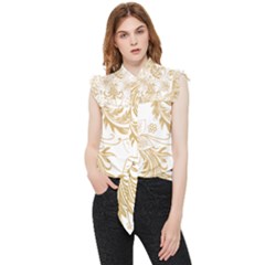 Flowers Shading Pattern Frill Detail Shirt by fashionpod