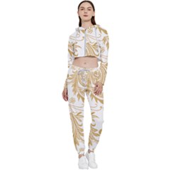 Flowers Shading Pattern Cropped Zip Up Lounge Set by fashionpod