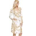 Flowers Shading Pattern Long Sleeve Velour Robe View3