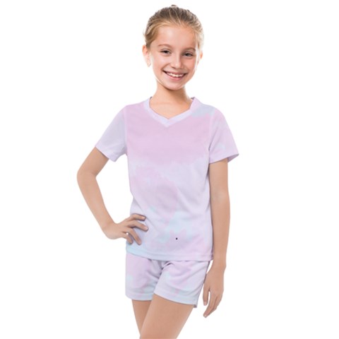 Watercolor Clouds Kids  Mesh Tee And Shorts Set by Littlebird