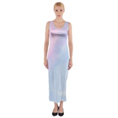 Watercolor Clouds2 Fitted Maxi Dress