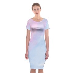 Watercolor Clouds2 Classic Short Sleeve Midi Dress