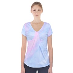 Watercolor Clouds2 Short Sleeve Front Detail Top