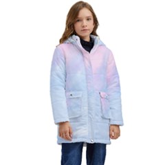 Watercolor Clouds2 Kid s Hooded Longline Puffer Jacket