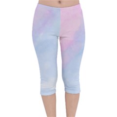 Watercolor Clouds2 Velvet Capri Leggings  by Littlebird