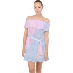 Watercolor Clouds2 Off Shoulder Chiffon Dress by Littlebird