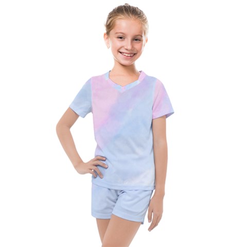 Watercolor Clouds2 Kids  Mesh Tee And Shorts Set by Littlebird