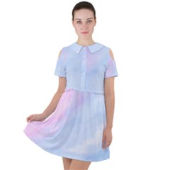 Watercolor Clouds2 Short Sleeve Shoulder Cut Out Dress  by Littlebird