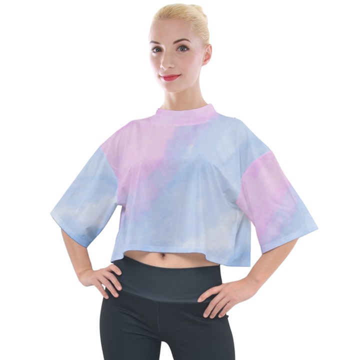 watercolor clouds2 Mock Neck Tee