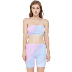 Watercolor Clouds2 Stretch Shorts And Tube Top Set