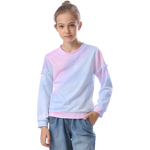 Watercolor Clouds2 Kids  Long Sleeve Tee With Frill  by Littlebird