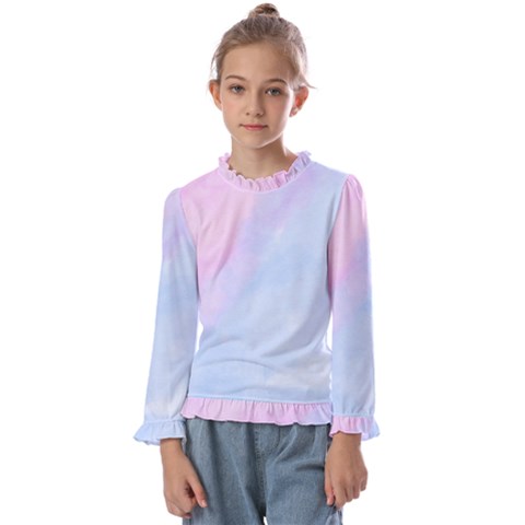 Watercolor Clouds2 Kids  Frill Detail Tee by Littlebird