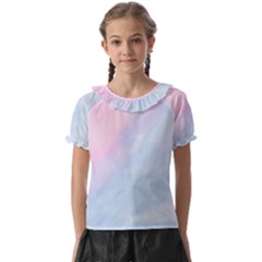 Watercolor Clouds2 Kids  Frill Chiffon Blouse by Littlebird