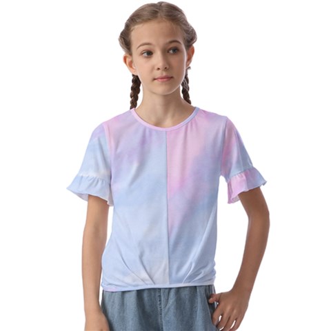 Watercolor Clouds2 Kids  Cuff Sleeve Scrunch Bottom Tee by Littlebird