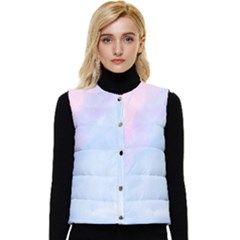 Watercolor Clouds2 Women s Short Button Up Puffer Vest by Littlebird