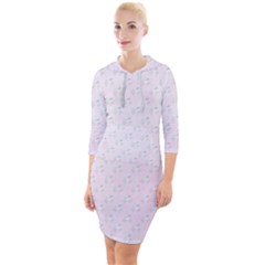 Unicorns Pattern Quarter Sleeve Hood Bodycon Dress