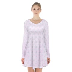 Unicorns Pattern Long Sleeve Velvet V-neck Dress