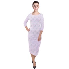 Unicorns Pattern Quarter Sleeve Midi Velour Bodycon Dress by Littlebird