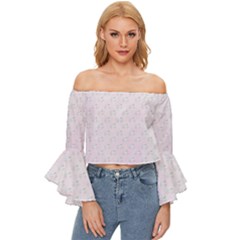 Unicorns Pattern Off Shoulder Flutter Bell Sleeve Top by Littlebird