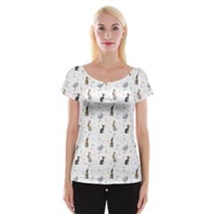 Cute Rabbit Cap Sleeve Top by SychEva