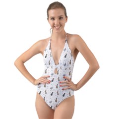 Cute Rabbit Halter Cut-out One Piece Swimsuit by SychEva