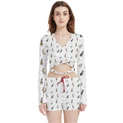 Cute Rabbit Velvet Wrap Crop Top And Shorts Set by SychEva