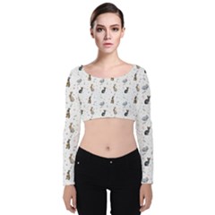 Cute Rabbit Velvet Long Sleeve Crop Top by SychEva