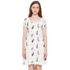 Cute Rabbit Inside Out Cap Sleeve Dress by SychEva