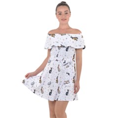 Cute Rabbit Off Shoulder Velour Dress by SychEva